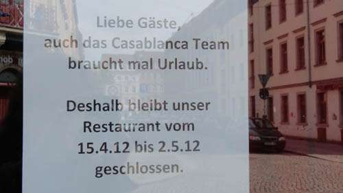 Café Casablanca geschlossen