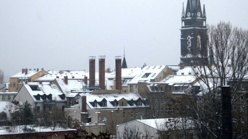 Blick zur Martin-Luther-Kirche - anklicken, um das Bild zu vergrößern.