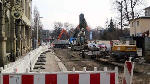 Die Bauarbeiten an der Bautzner Straße kommen gut voran.