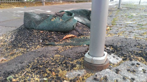 Stolperfalle neben dem Fahrradbügel. Foto: Winnie