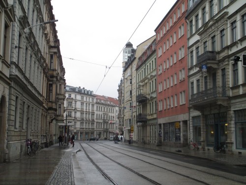 Blick auf die Hoyerswerdaer in Richtung Bautzner Straße