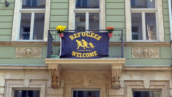 Refugees Welcome - gesehen an der Rothenburger Straße