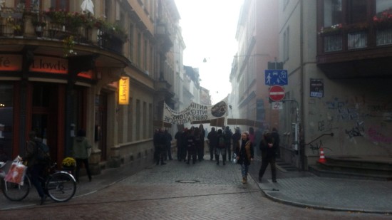 Demonstration auf der Böhmischen Straße