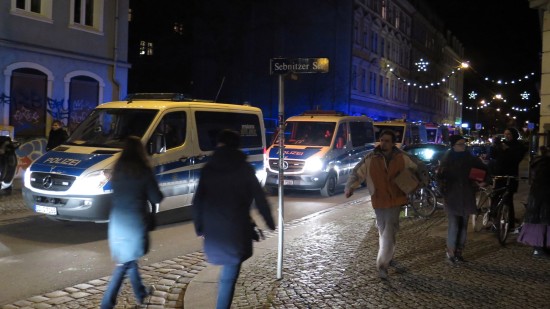 Polizeiaufgebot auf der Sebnitzer Straße