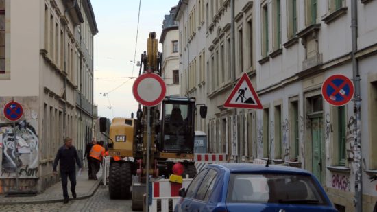 Abwasser-Reparaturen an der Sebnitzer Straße.