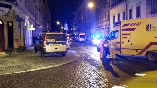 Polizei im Einsatz auf der Görlitzer Straße - Foto: Mario