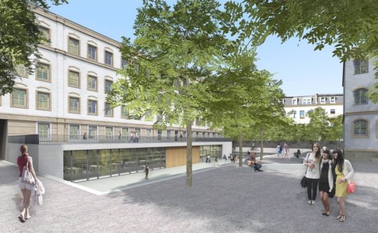 So soll der Hof der Dreikönigschule mal aussehen - Visualisierung: NBHG Architekten Dresden