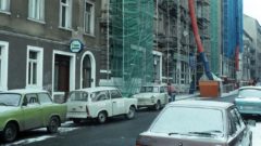 Trabbi-Versammlung am Alaungarten - Alaunstraße Anfang der 1990er Jahre - Foto: Lothar Lange