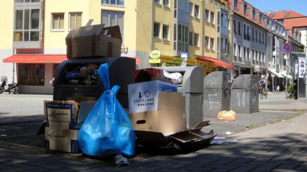 Überfüllte Container auf der Alaunstraße