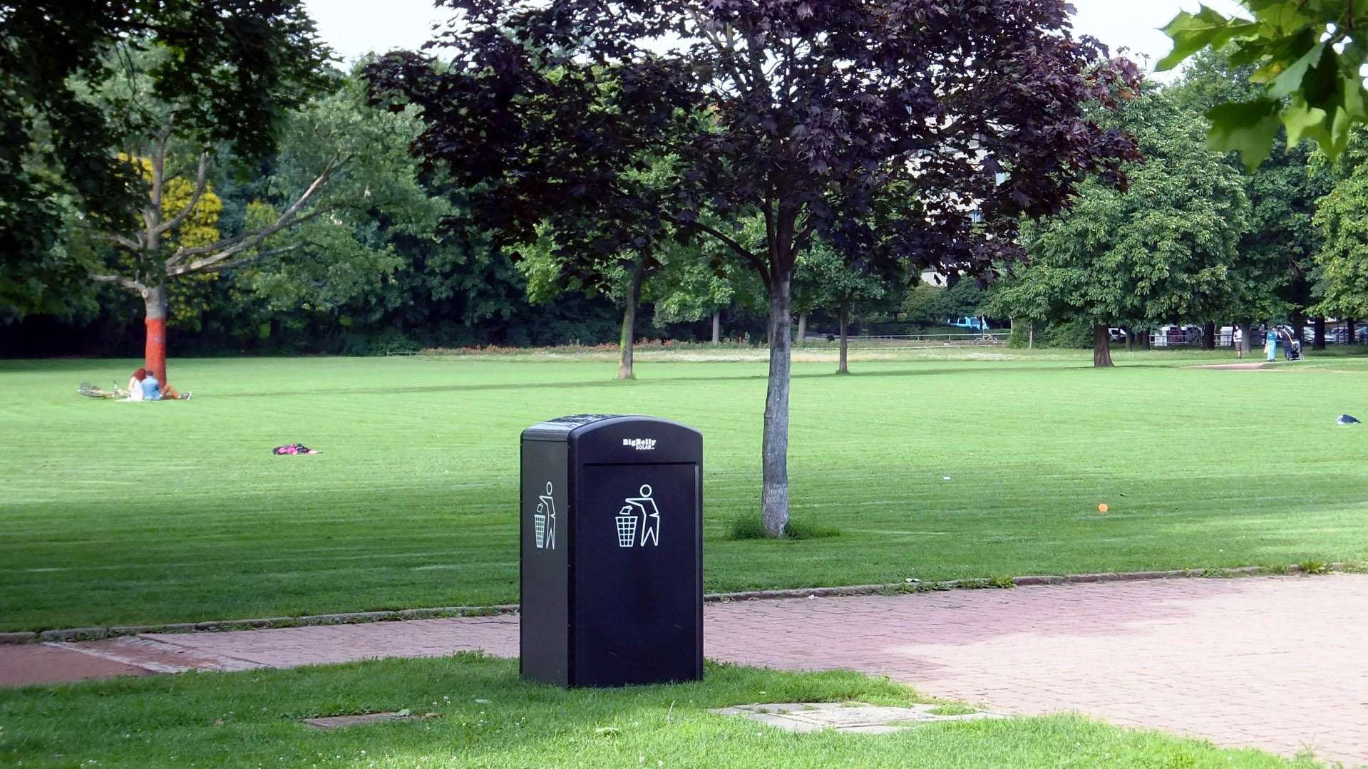 Die kann man nun wirkliche nicht übersehen. Neue Mülltonne auf dem Alaunplatz.