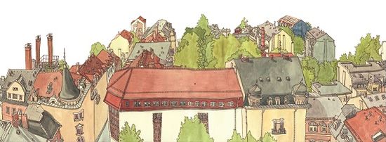 Über den Dächern der Neustadt: Zeichnung: Anne Ibelings