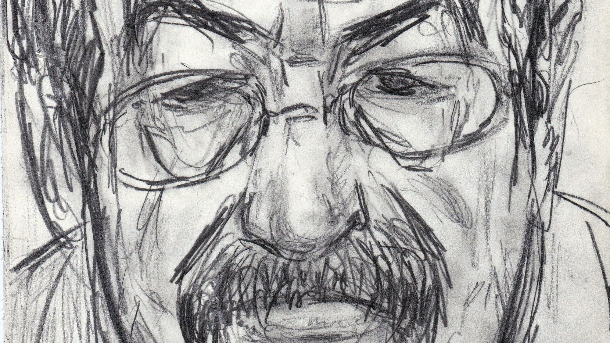 "Günter Grass" gezeichnet von Hubertus Giebe - Ausstellung im Lesezeichen