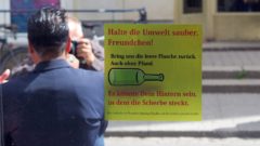 Aufkleber für weniger Glasscherben