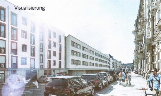 Visualisierung der geplanten Neubauten an der Berufsschule an der Tieckstraße
