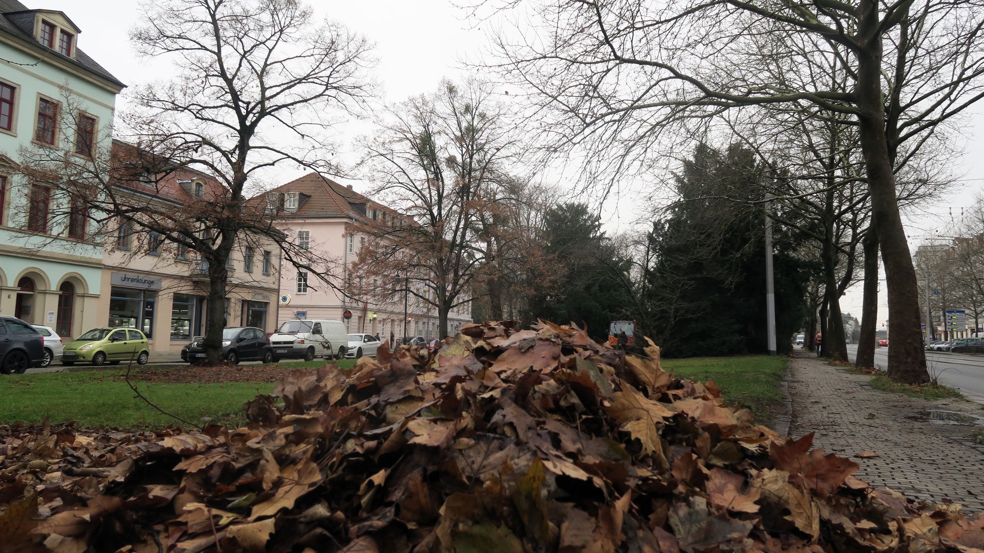 Mitarbeiter der Stadt putzten heute den kleinen Bautzner Park.