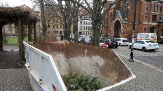 Container für die Bäumchen im Hecht-Viertel am Königsbrücker Platz.