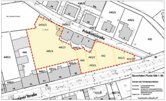 Diese Grundstücksflächen sind von der Baugenehmigung betroffen.