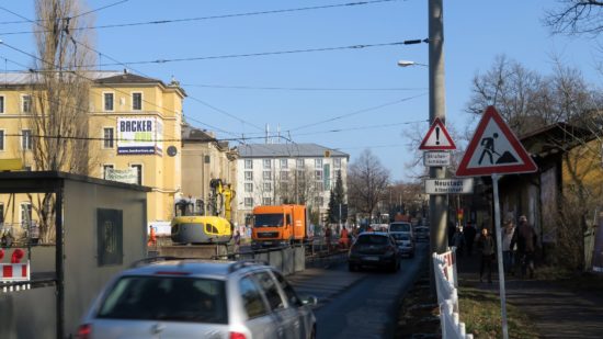 Bauarbeiten an der Königsbrücker Straße zwischen Stauffenbergallee und Fabricestraße