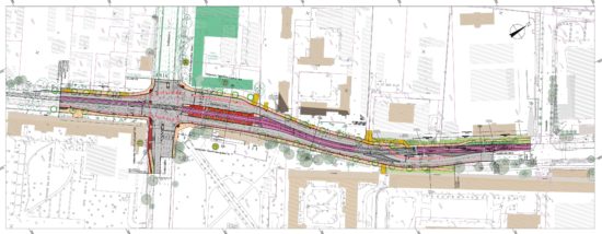 Plan zum Ausbau der Königsbrücker Straße in Höhe der Stauffenbergallee