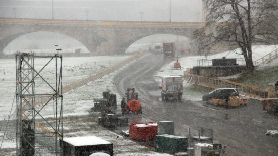 Vom gestrigen Schneetreiben konnte für die Piste nix genutzt werden.