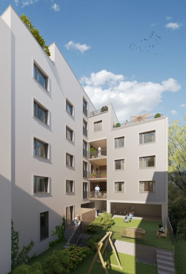 Projekt Katharinenstraße, Hofseite - Architekturdarstellung: basisd GmbH