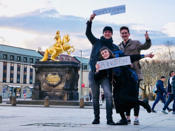 Organisieren das Tramperrennen: Elisa Stahnke, Sebastian Kühn und Guido Droth