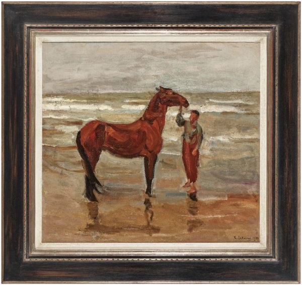 Max Liebermann - Junge mit Pferd am Strande, Öl auf Leinwand, 65 mal 71 Zentimeter