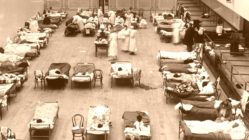Behelfskrankenhaus zu Zeiten der Spanischen Grippe im Jahre 1918
