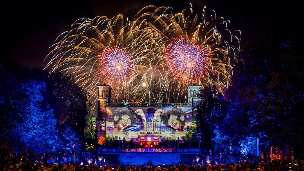 Feuerwerk über Schloss Albrechtsberg - Foto: PR/Schlössernacht