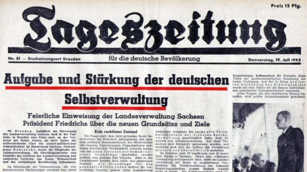Tageszeitung für die deutsche Bevölkerung - Auschnitt vom 18. Juli 1945
