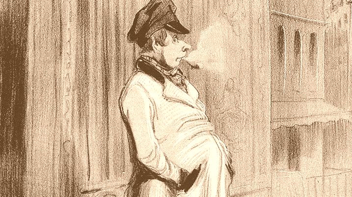 Le claqueur Zeichnung von Honoré Daumier, Mitte des 19. Jahrhunderts
