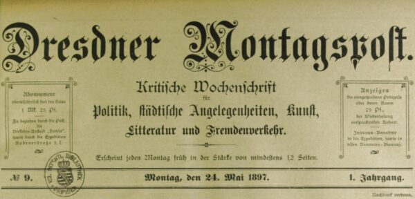Dresdner Montagspost von 1897.