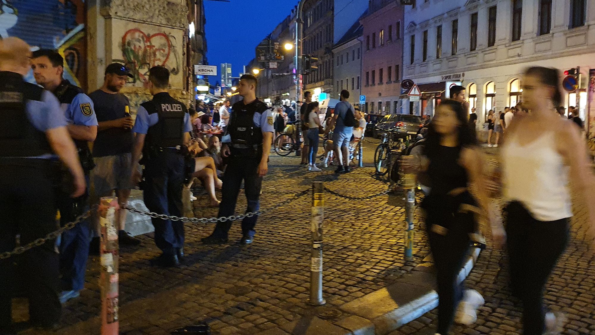 Polizeieinsatz an der Schiefen Ecke im Juni