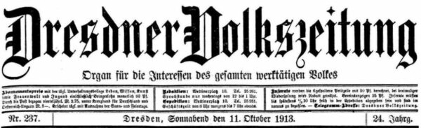 Dresdner Volkszeitung vom 11. Oktober 1913