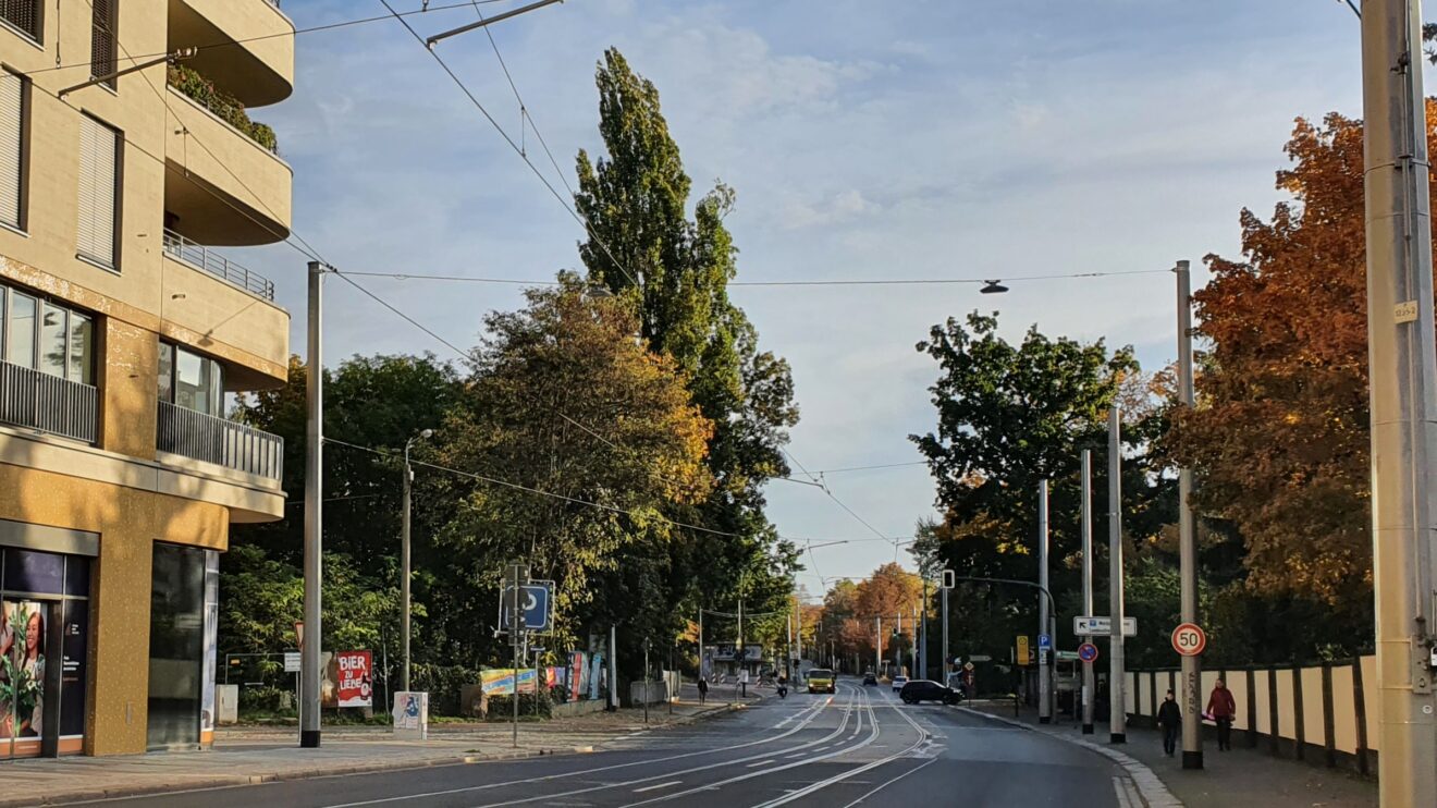 Bautzner Straße in Höhe des Diakonissenkrankenhauses