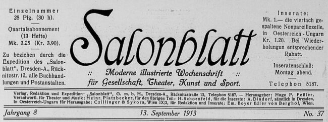 Dresdner Salonblatt von 1913
