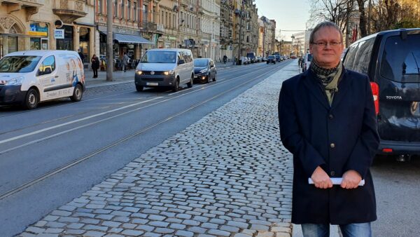 Linken-Stadtrat Thilo Wirtz an der Königsbrücker Straße