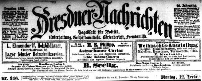 Dresdner Nachrichten vom Dezember 1881