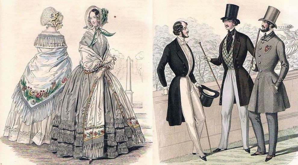 Damen- und Herrenmode um 1840