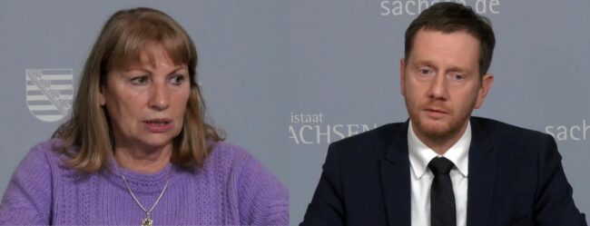 Gesundheitsministerin Petra Köpping und Ministerpräsident Michael Kretschmer