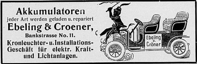 Anzeige der Akkumulatorenfabrik von der Großenhainer