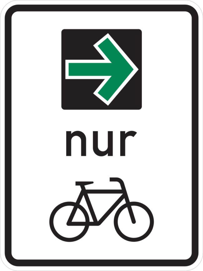 Verkehrszeichen 721: „Grünpfeilschild mit Beschränkung auf den Radverkehr“