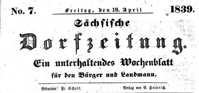 Sächsische Dorfzeitung von 1839