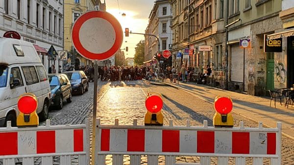 Die Kreuzung war für den Autoverkehr gesperrt.