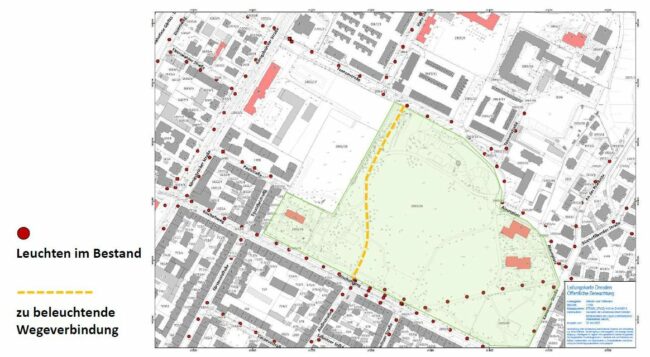 Geplante Beleuchtung des Wegs durch den Alaunplatz