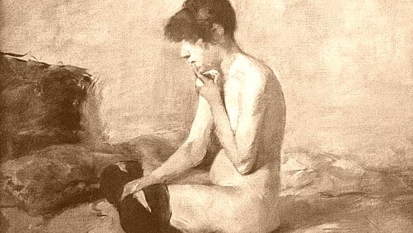 Nackte Frau auf einem Diwan - Bild von Toulouse Lautrec, 1881