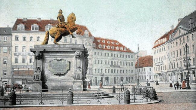 Goldener Reiter auf einer Postkarte von 1912