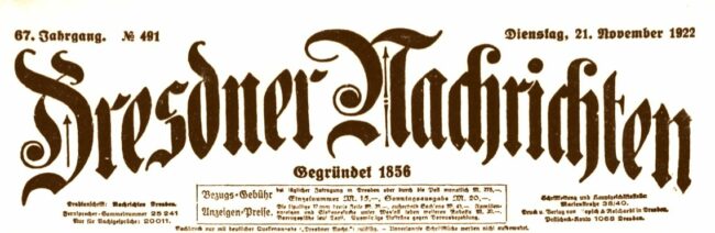 Dresdner Nachrichten vom 21. November 1922