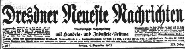 Dresdner Neueste Nachrichten vom 1. Dezember 1922
