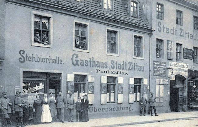 Gasthaus Stadt Zittau in der Ritterstraße - zeitgenössische Postkarte